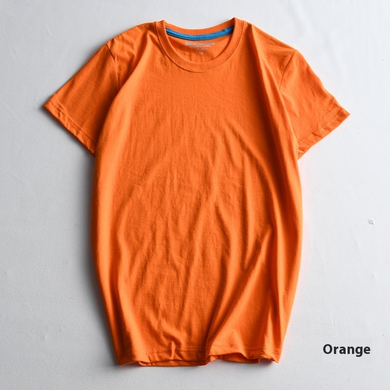 Men's Round Neck Blank Solid Color Cotton T-shirt