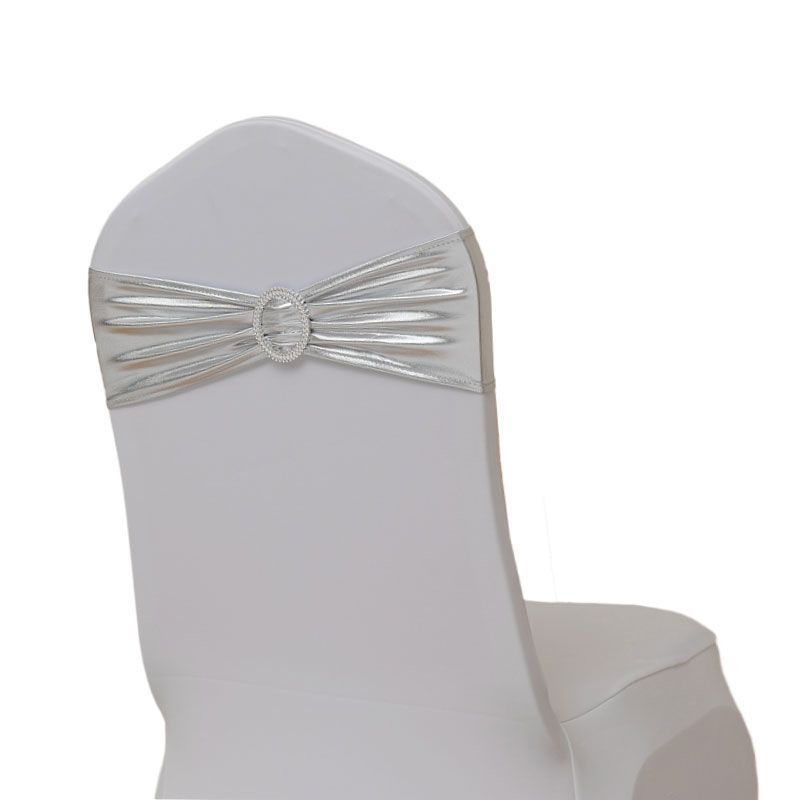 Hotel Banquet Celebration Wedding Universal Elastic Chair Cover Copper Strips Decoration Bowknot Back Flowers