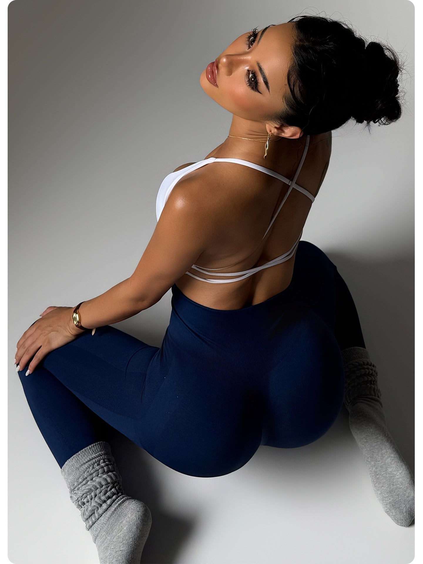 Women’s Dark Blue Yoga Pants – High Stretch Hip-Lifting Shaping Trousers
