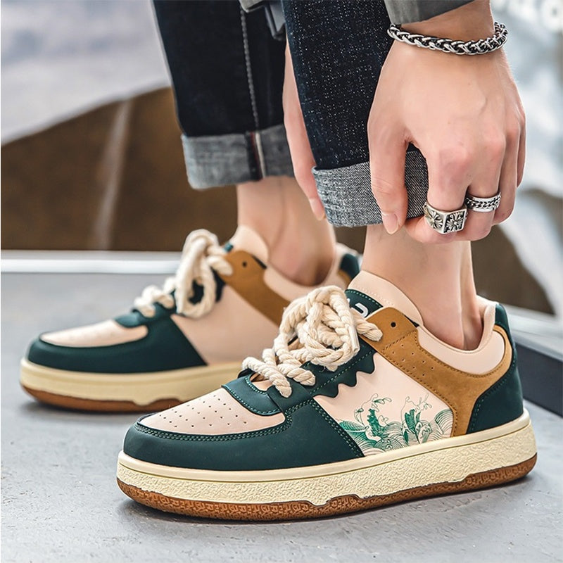 Men’s Lace-Up Casual Sneakers – Thick Sole Fashion Comfortable Breathable Walking Shoes