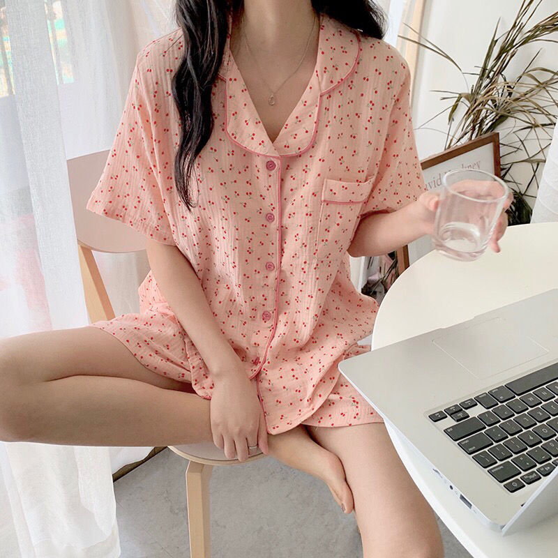 Womens Polyester Floral Two Piece Korean Loungewear Relaxed