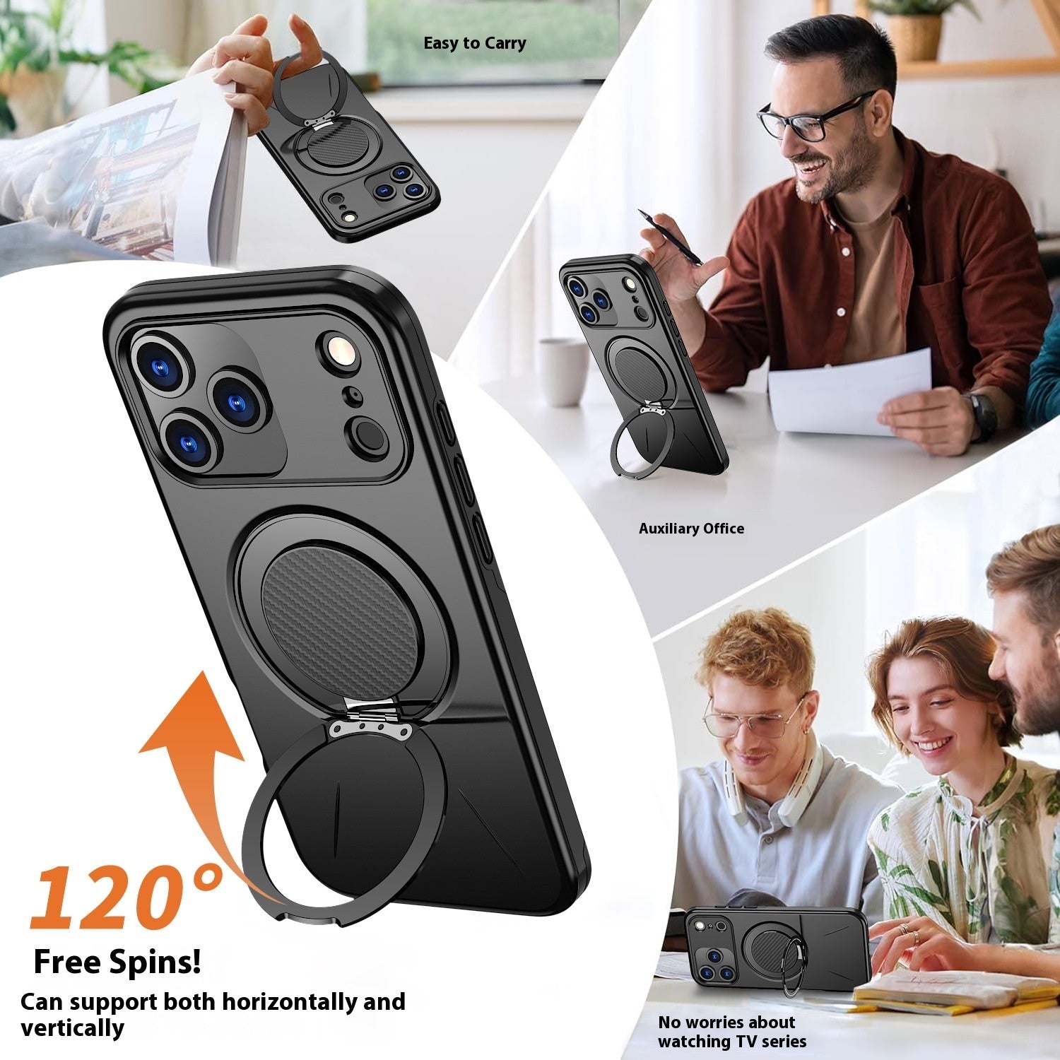 Rotating Magnetic Phone Case with Damping Bracket Two-in-One Design for 17 Series
