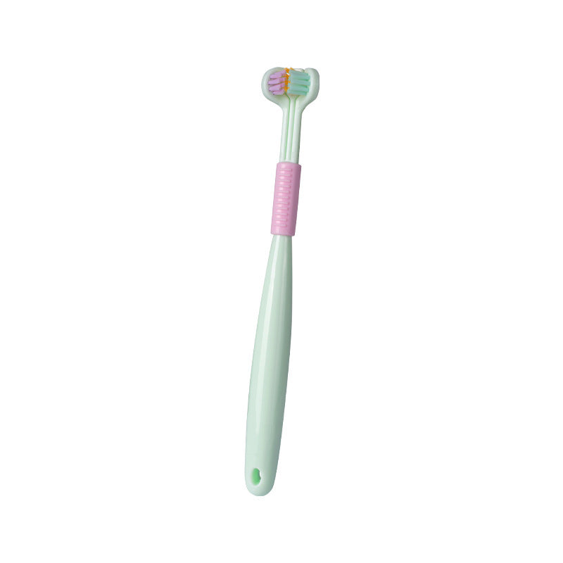 Three-Sided Macaron Soft Bristle Toothbrush – Deep Clean, Safe & Portable