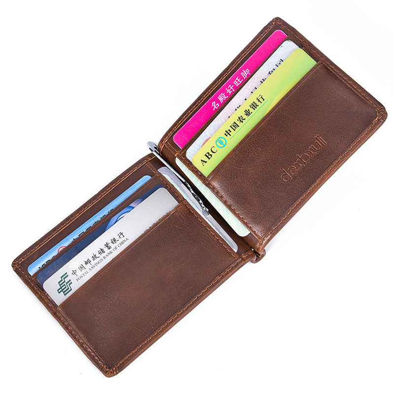 Men's Slim PU Leather Wallet Vintage Simple Solid Color