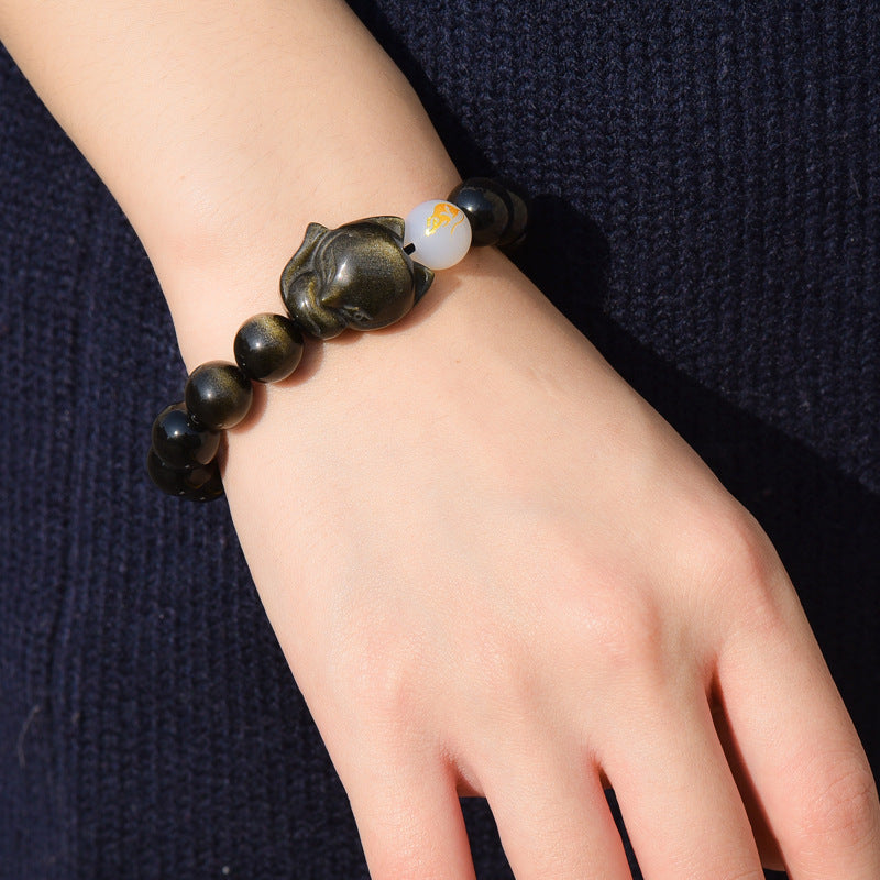 Natural Obsidian Bracelet Zodiac Guardian