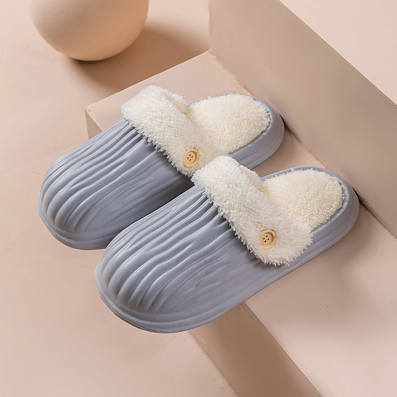 Unisex Detachable Fluffy Slippers With Faux Fur Lining