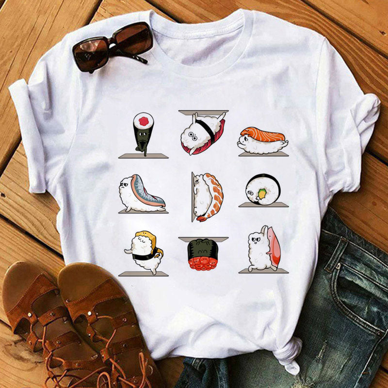 Women's Milk Silk Sushi Hug Short Sleeve Tee Gray