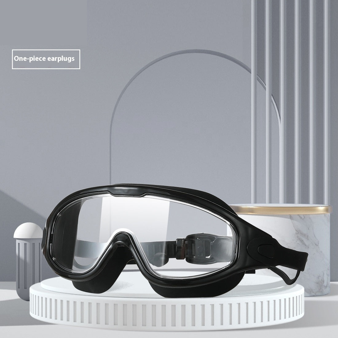 HD Waterproof Anti-fog Plating Swimming Goggles Plain Large Frame