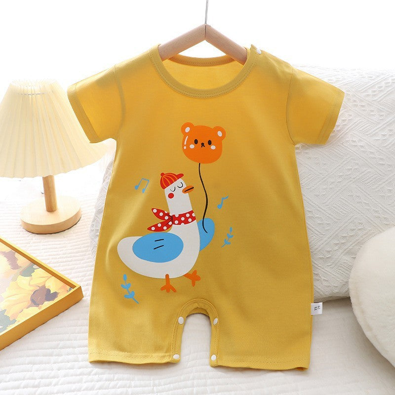 Cotton Summer New Korean Style Baby Boy Thin Women's Short-sleeved Children's Jumpsuit