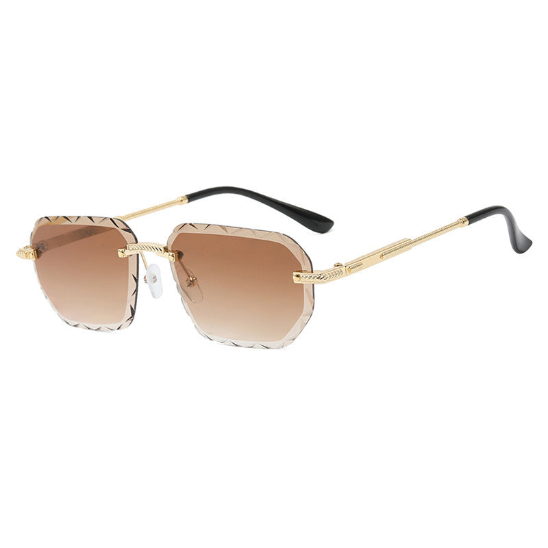 Frameless Square Metal Sunglasses for Women – Small Frame Trendy Eyewear