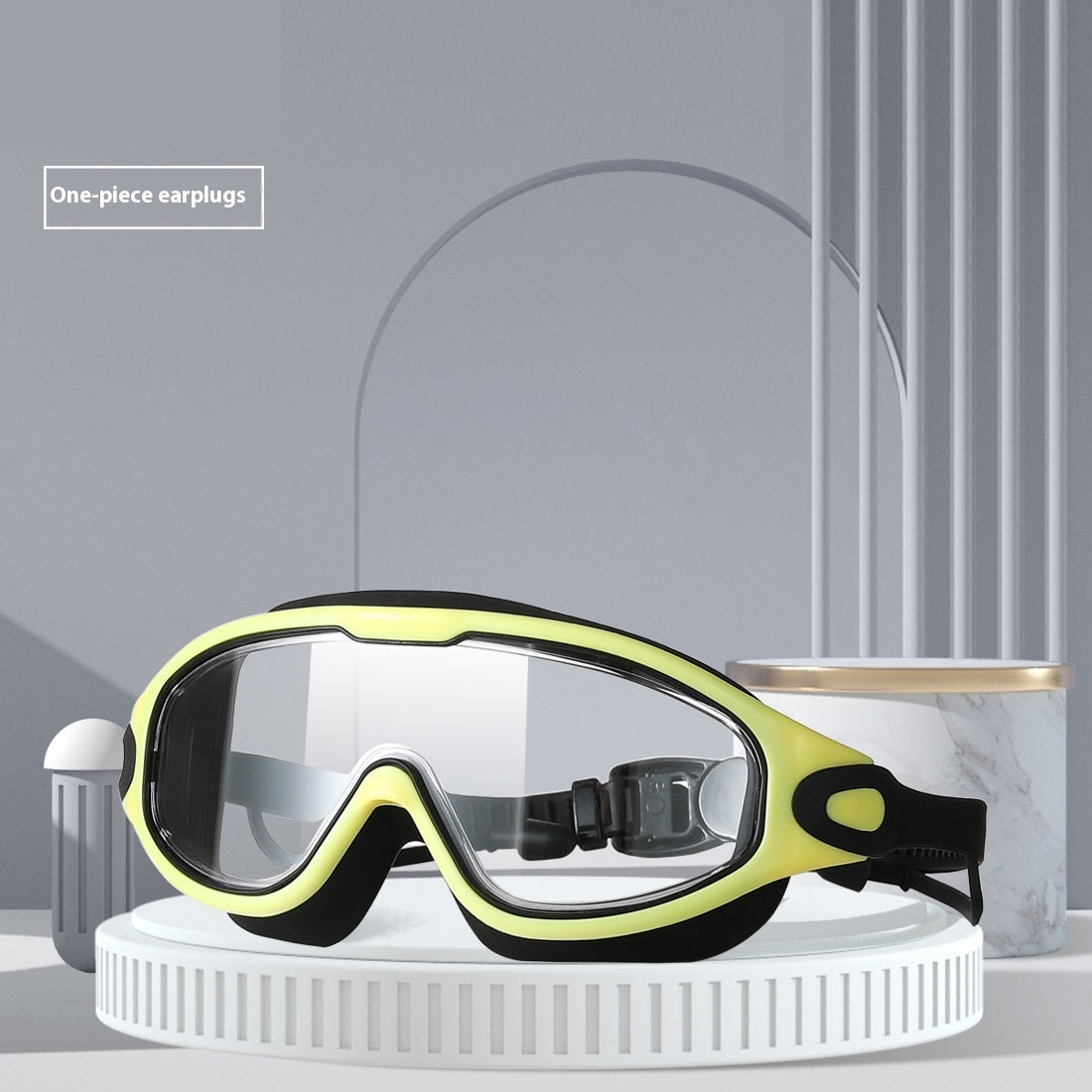 HD Waterproof Anti-fog Plating Swimming Goggles Plain Large Frame