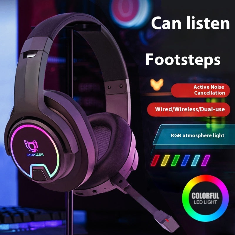 Wireless Gaming Headset with Microphone – Low-Latency 2.4G/Bluetooth, Noise-Cancelling Mic, E-Sports Comfort