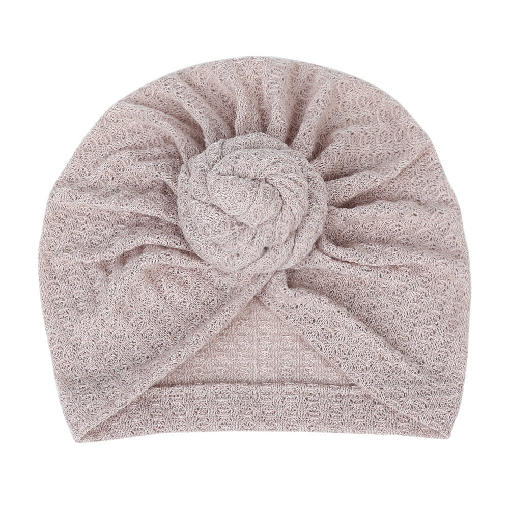 Children's Waffle Solid Color Baby Hat Elastic