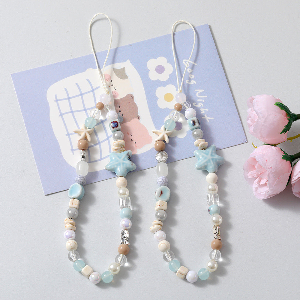 Beaded Ceramic Starfish Accessories Mobile Phone Lanyard
