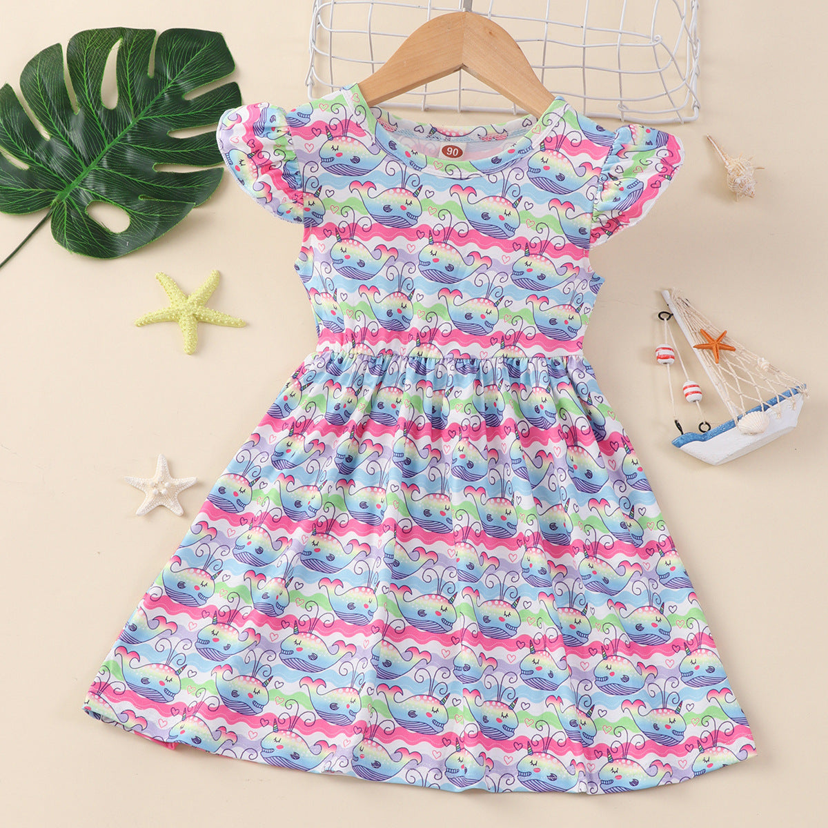 Children Flounced Sleeve Dress Girl Princess Dress