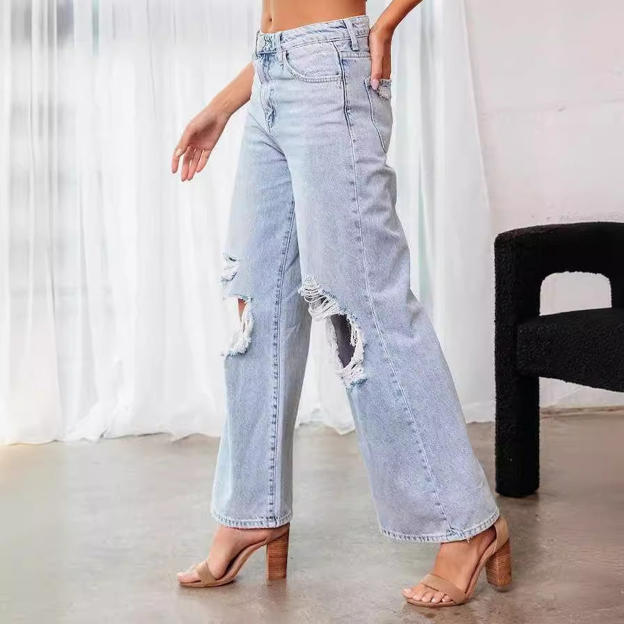 Ripped Slimming Jeans for Women – Skinny Fit Distressed Denim Pants