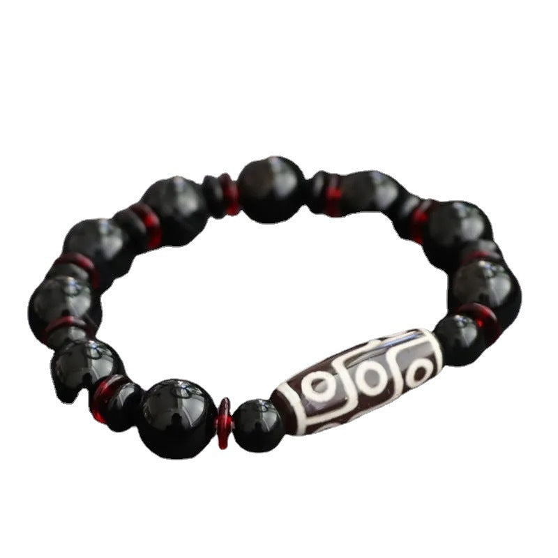 Fashion Black Agate Dzi Bead Chalcedony Bracelet