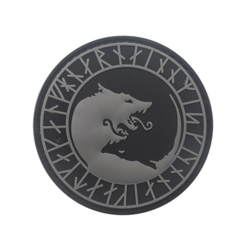 Viking Wolf Head Patch – Cloth Sticker Armband, Velcro Backpack Patch