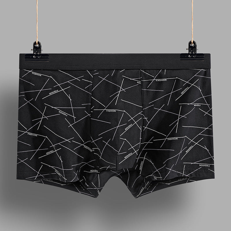 Men's Cotton U-convex Boxers Mid-waist Three-dimensional Printing