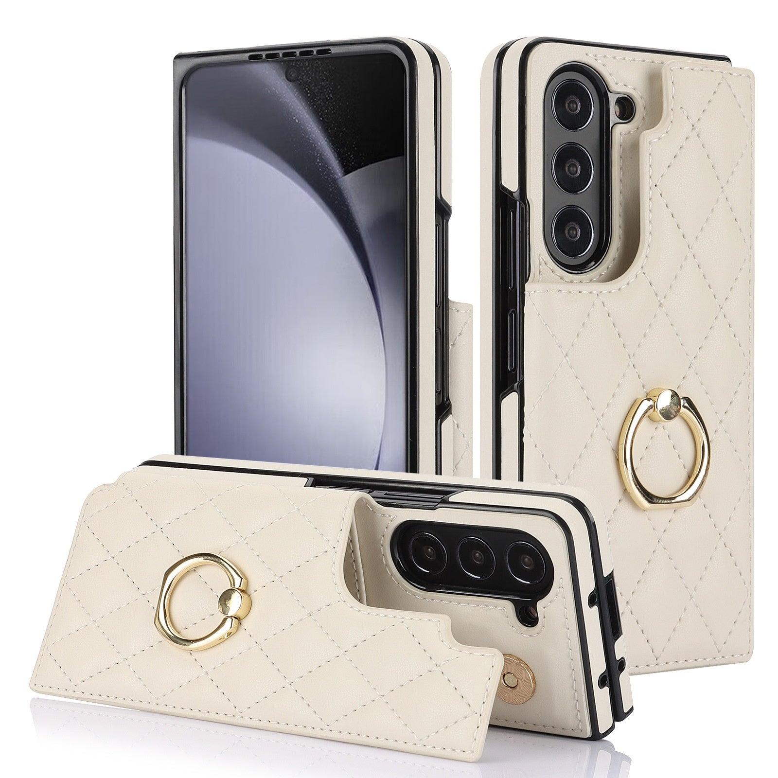 ZFOLD56 / ZFOLD34 Classic Style Leather Case with Ring & Double Buckle
