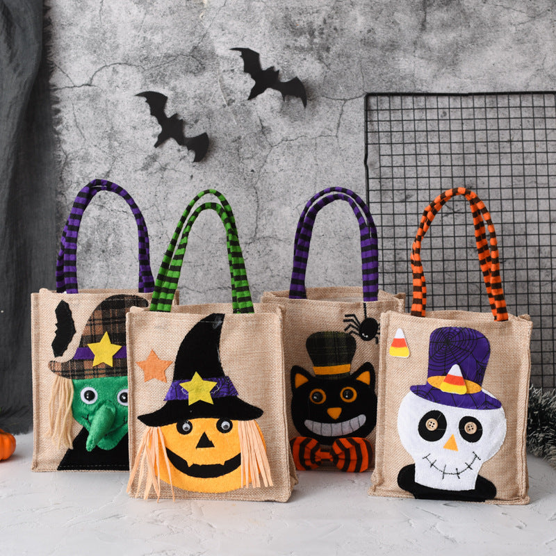 Halloween Candy Tote Bag – Creative Witch, Skull, and Pumpkin Gift Handbag for Kids and Party Favors