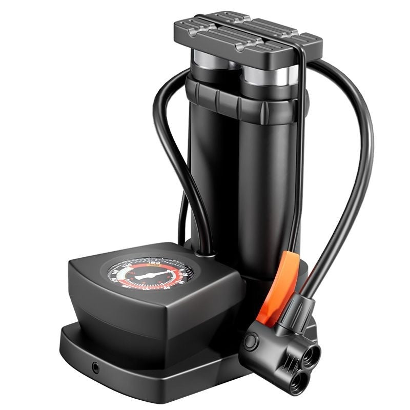 Foot Tire Pump for Bicycles – Single & Double Cylinder Options with High-Pressure Ball Needle and Pressure Gauge