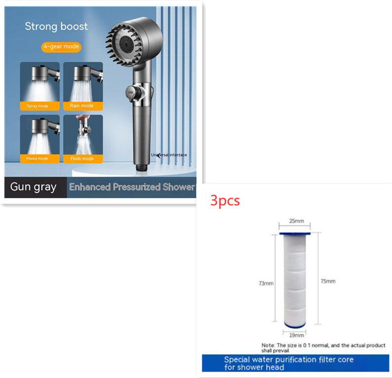3-Gear Adjustable High-Pressure Shower Head – Household Bath Nozzle with Hose