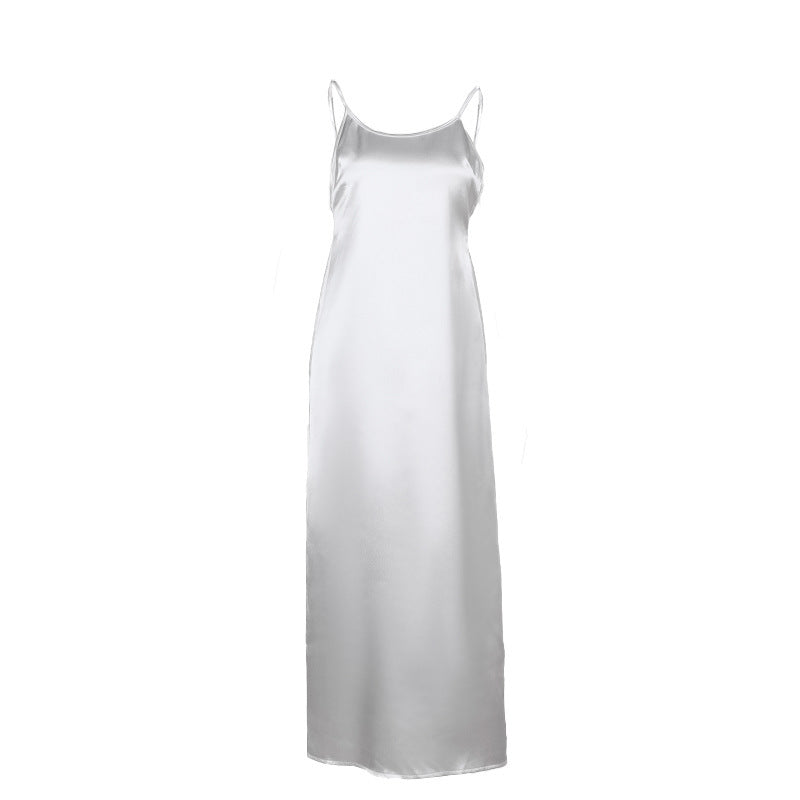 Women's Backless Satin Dress Regular Fit Solid Color