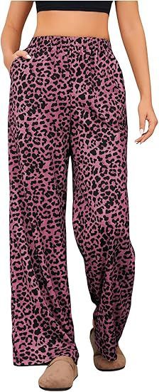 Women's Leopard Print Elastic High Waist Trousers