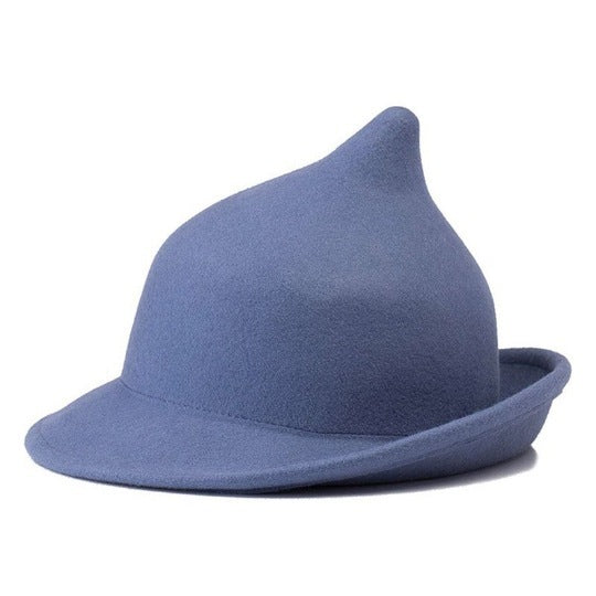 Fashion Personality Curling Wool Witch Hat – Trendy Winter Statement Headwear