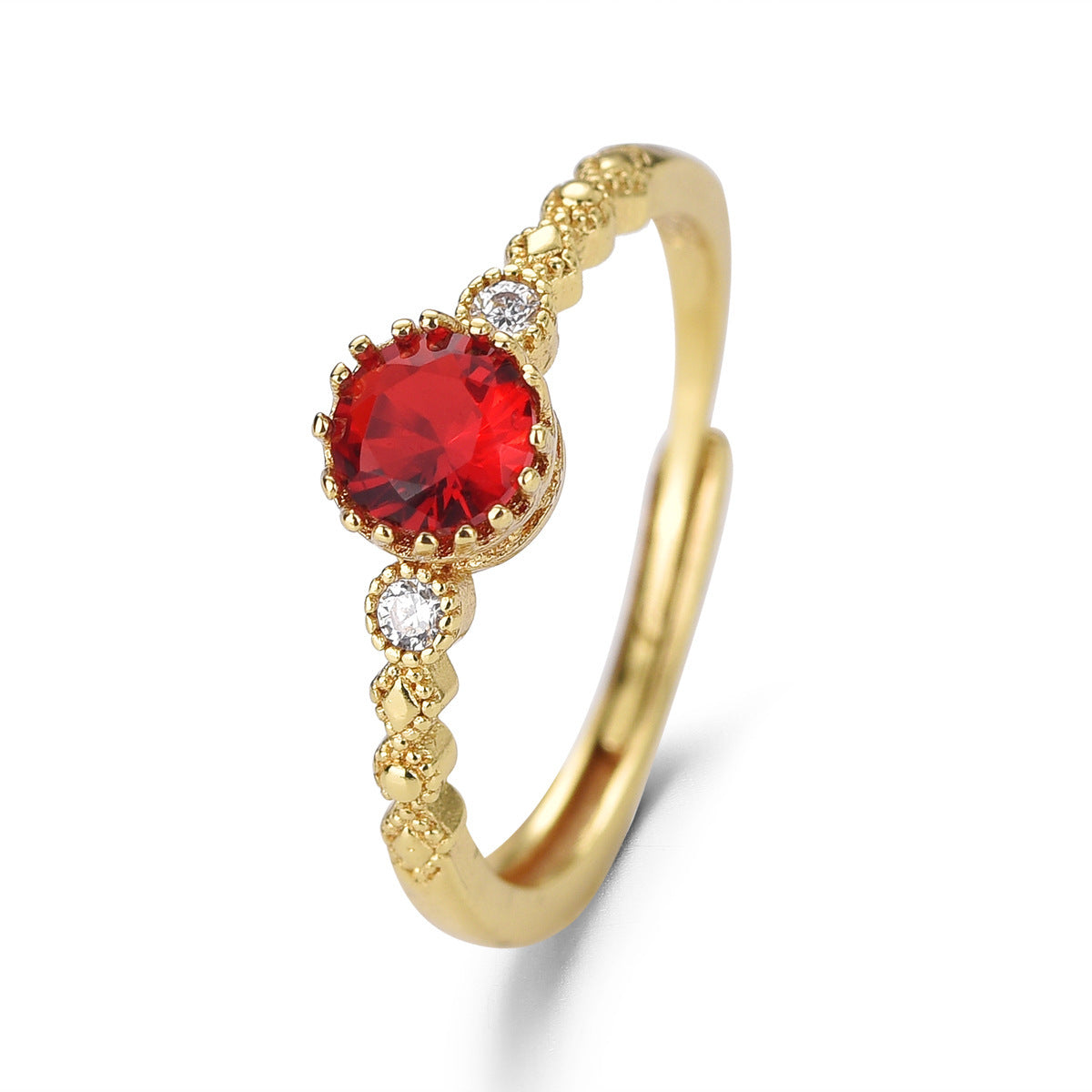 Women’s Adjustable Open Zircon Ring – Yellow Gold Plated Jewelry