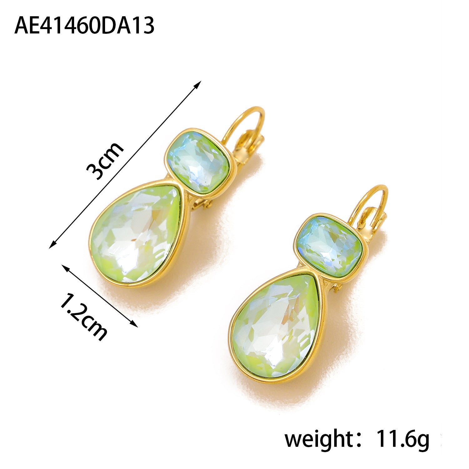 Stylish Water Drop Geometric Design High Sense Women's Titanium Steel Color Zircon Earrings