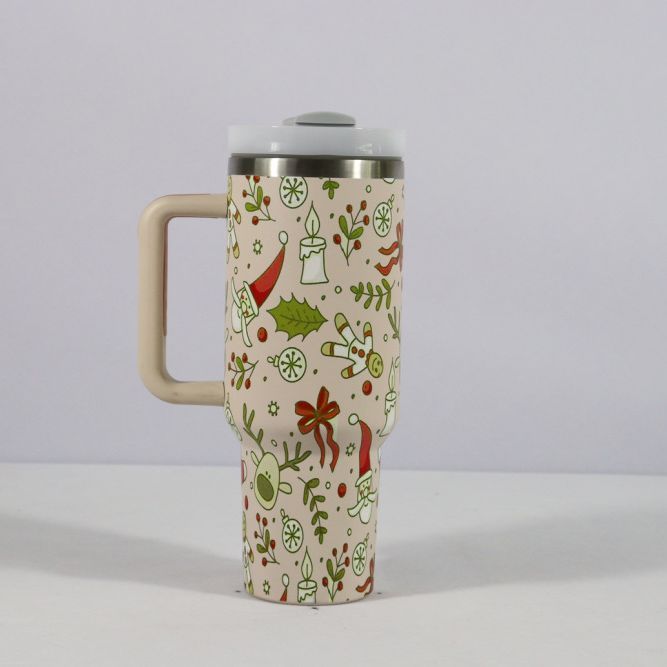 Christmas Vacuum Tumbler with Straw