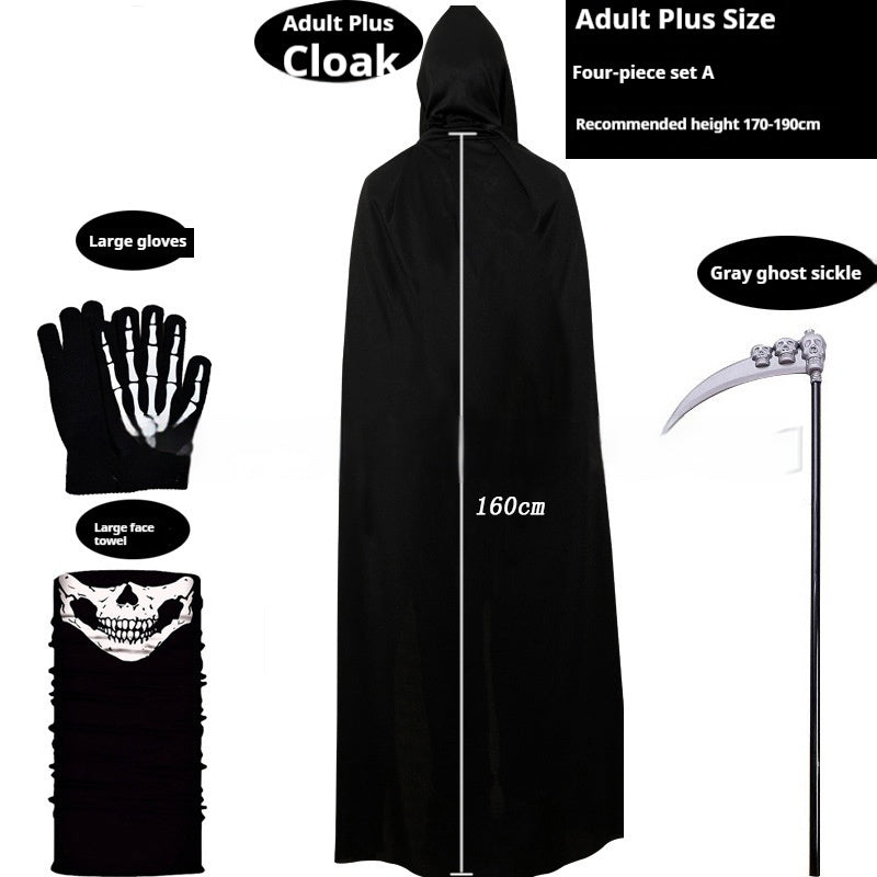 Kids Black Cloak Costume – Halloween Party Wizard Robe Outfit