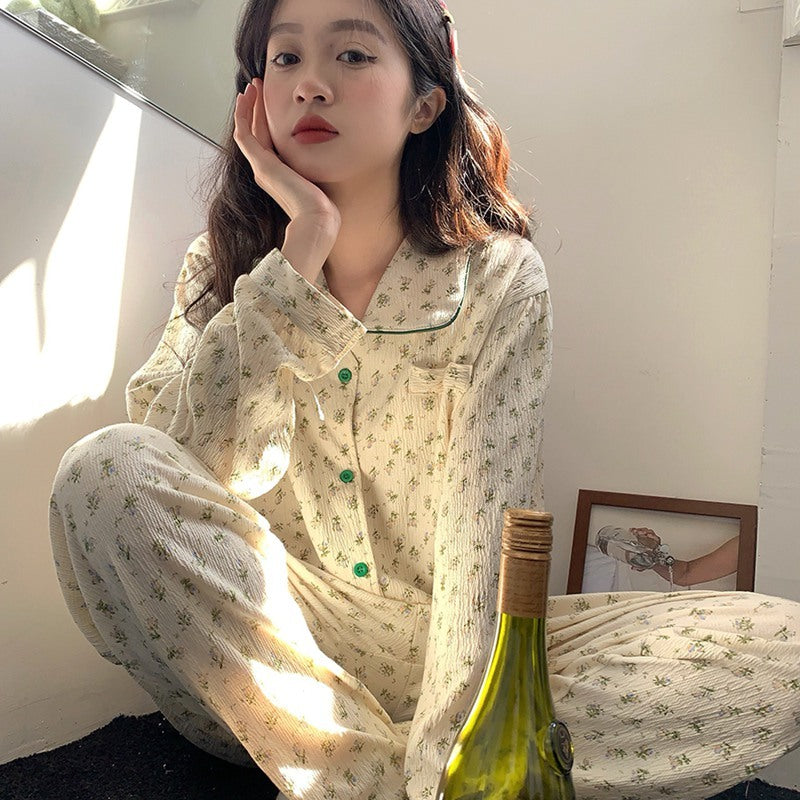 Simple Printed Women's Thin Home Clothing Set