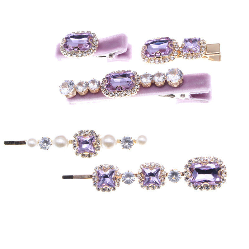 Colorful Fashion Rhinestone Flannel Ladies Hair Accessories Set
