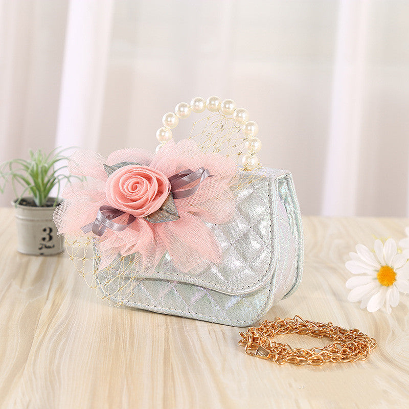 Flower Knitted Pearl Portable Diagonal Bag – Elegant Crossbody Purse