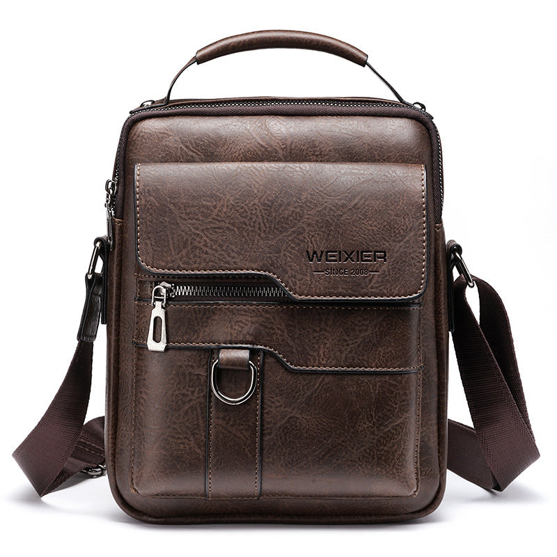 Mens Retro PU Leather Messenger Bag Crossbody Flap Backpack