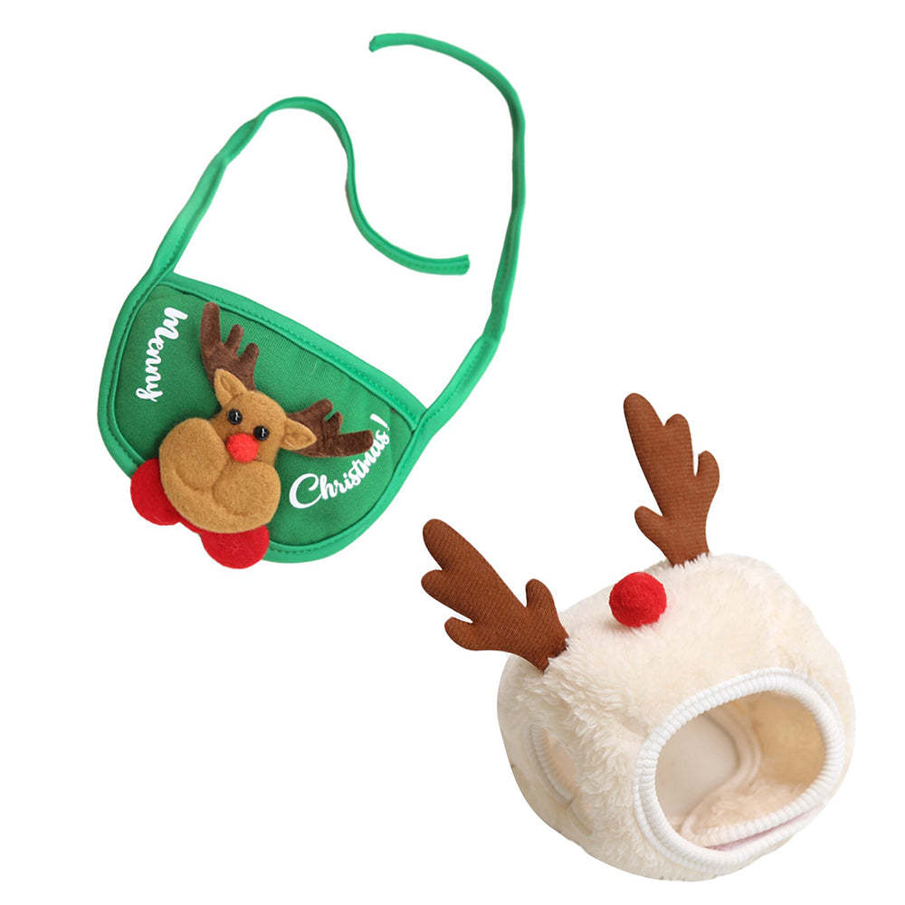 Dog Cat Pet Christmas Hat Saliva Towel Bib Pomeranian Autumn And Winter Clothes