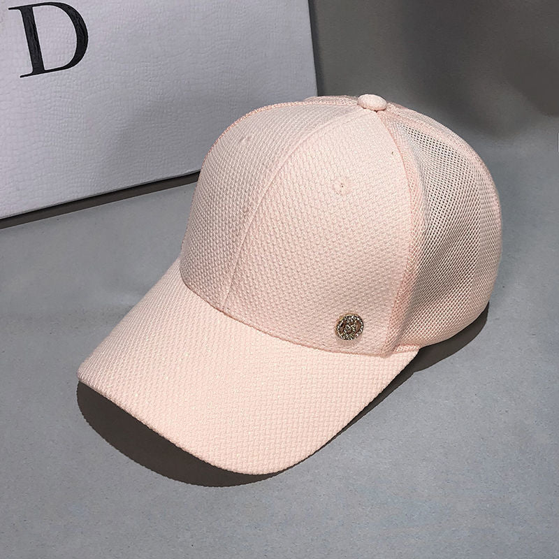 Women's Breathable Mesh Sunshade Rhinestone Letter Peaked Hat