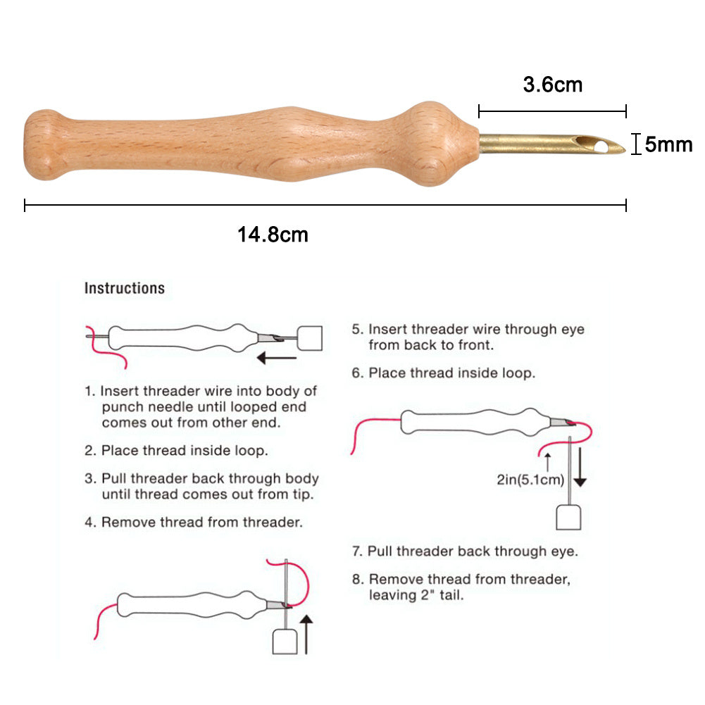 Embroidery Needle & Handmade Wooden Punch Poke Embroidery Set