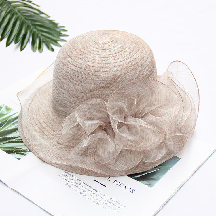 Women's Korean Lace Organza Wide Brim Foldable Sun Hat