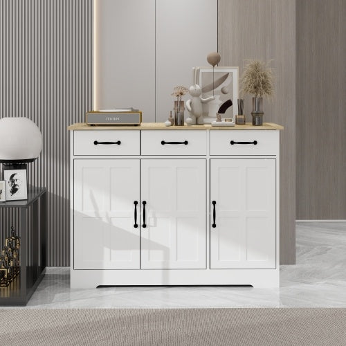 Farmhouse Buffet Cabinet Storage Sideboard with 3 Drawers and 3 Doors