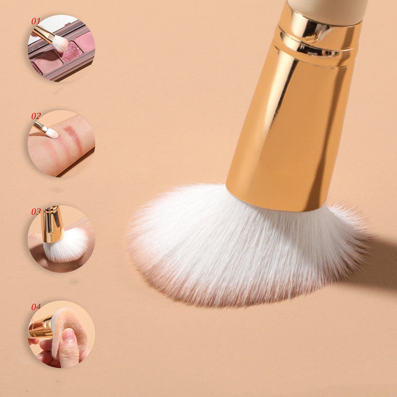 9-Piece Beige Makeup Brush Set – Synthetic Fluff Beauty Tools