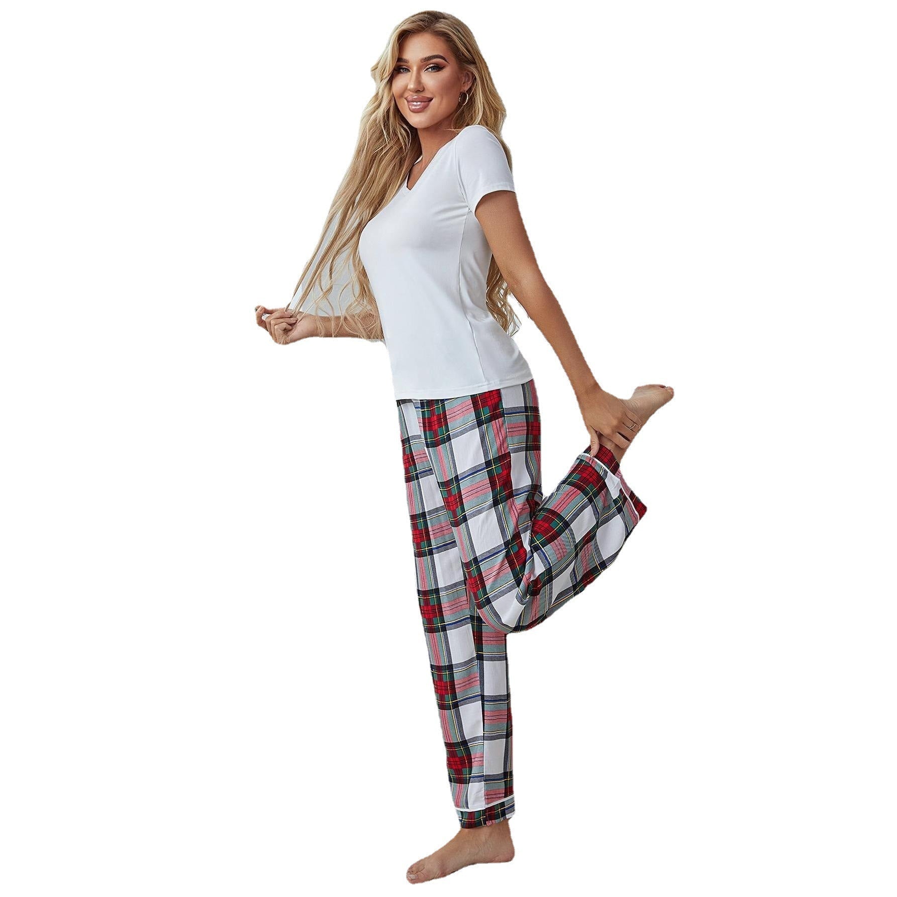 Women's Viscose Short Sleeve Trousers Homewear Relaxed Fit