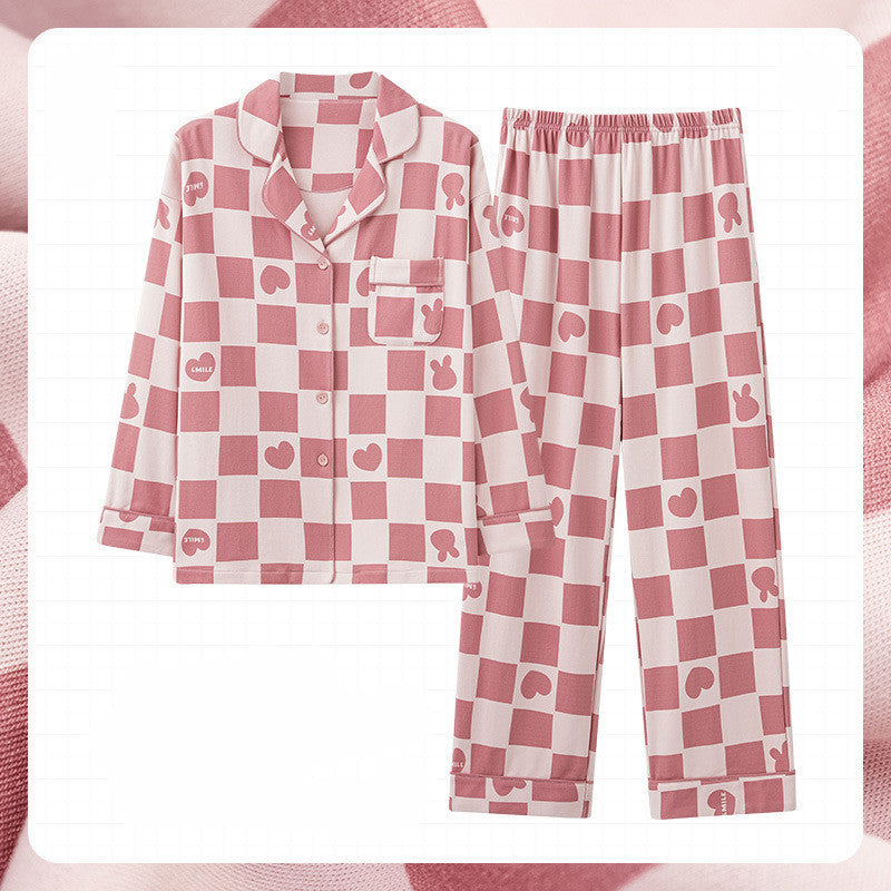 Women's Fashion Simple Cotton Long-sleeved Home Wear Set