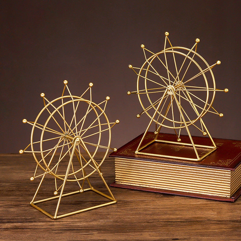Nordic Style Gold Circle Metal Statue Table Ornament Morden Home Living Room TV
