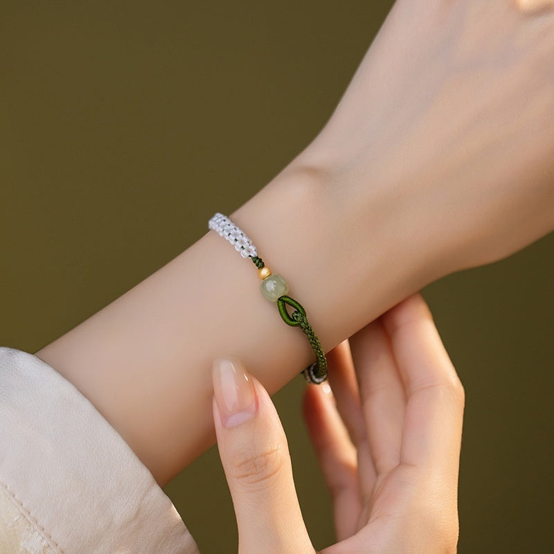 Hetian Jade Sterling Silver Carrying Strap Chinese National Bracelet