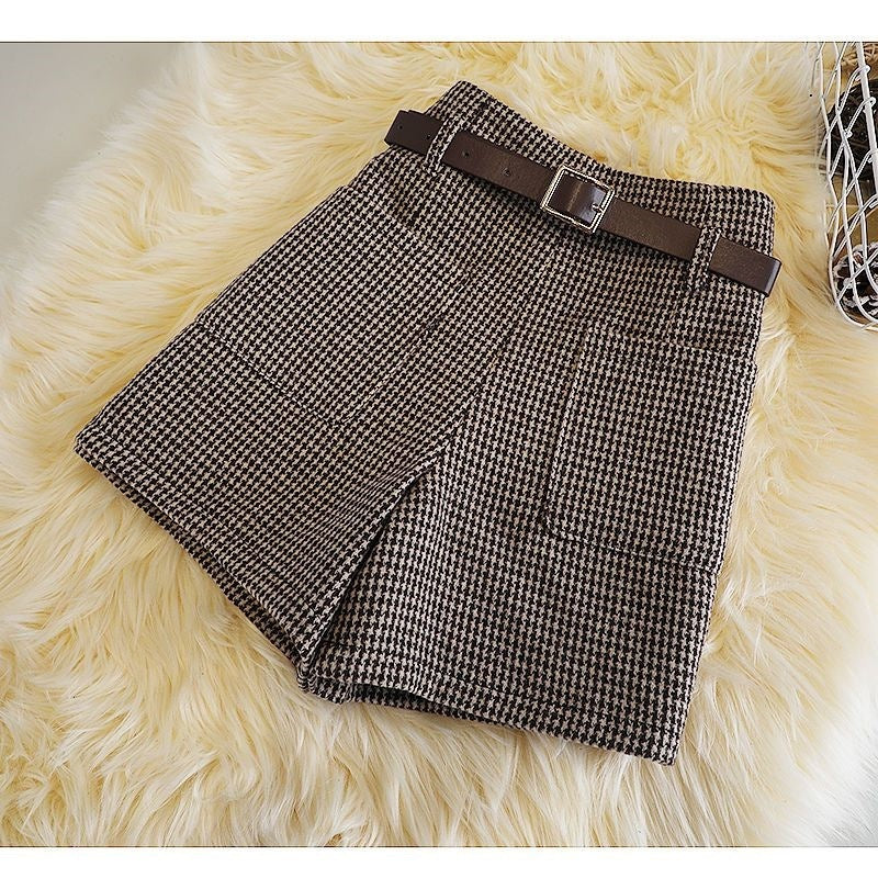 Women’s Wide-Leg PVC Shorts with Belt – Chic Streetwear Style
