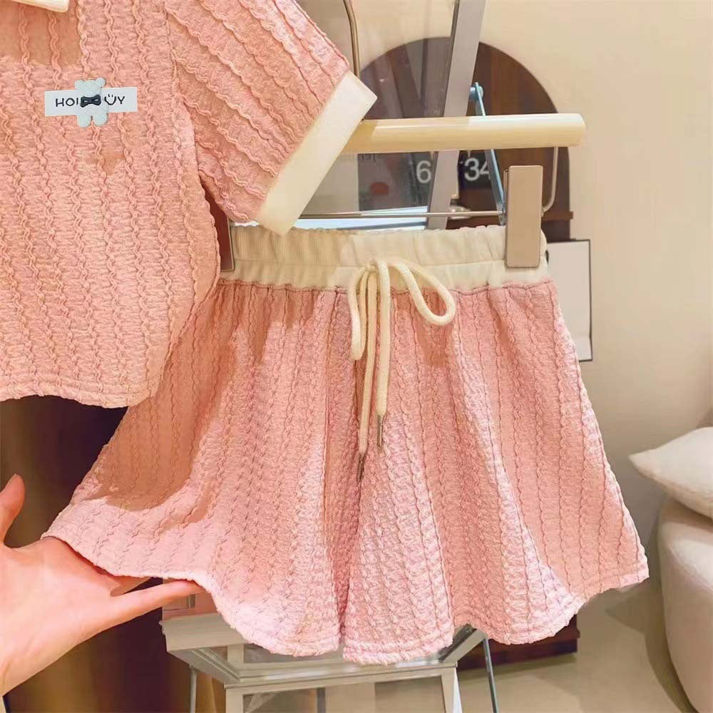 Summer Girls' Suit Shorts Polo Two-piece Set